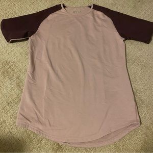 Pink and maroon BYLT men’s short sleeve shirt